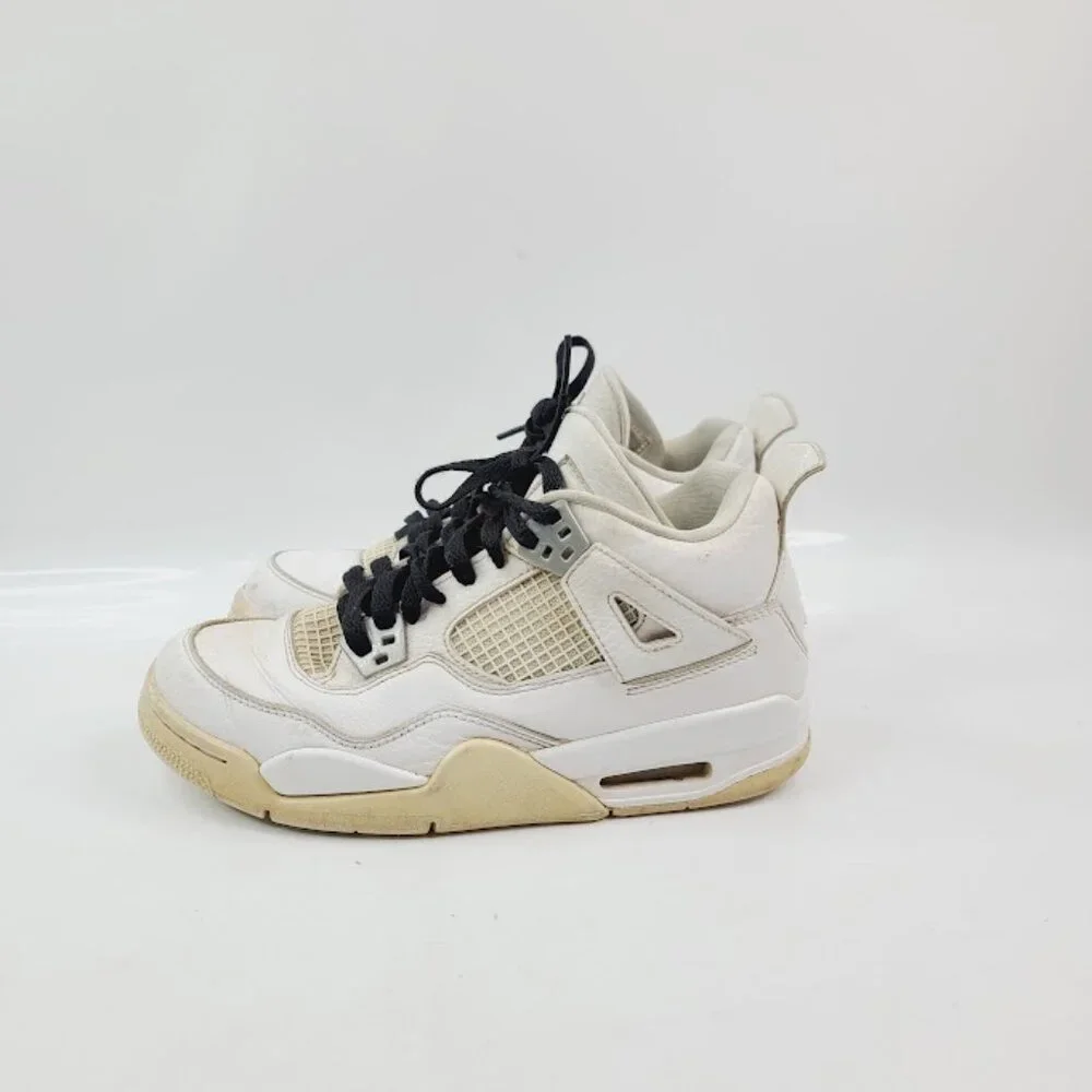Jordan‎ Boy's White 4 Retro BG 408452-100 Low-Top Casual Sneaker Size 5Y